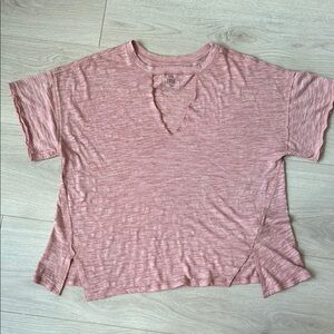 Free People Pink Boxy Short Sleeve Tee